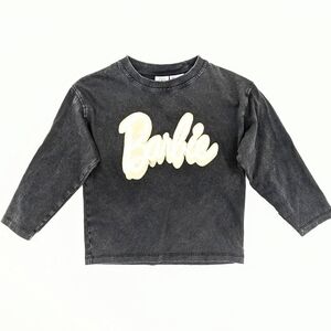 Zara Girls Long Sleeve 'Barbie' Charcoal Grey Tee